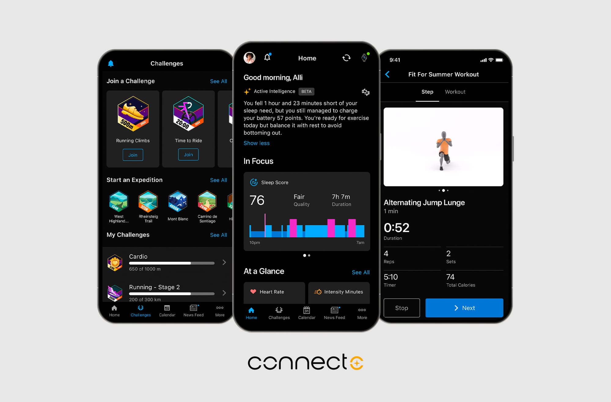 Screenshot dell'App Garmin Connect