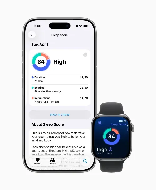 Fonte Apple: screenshot della funzione Qualità del sonno