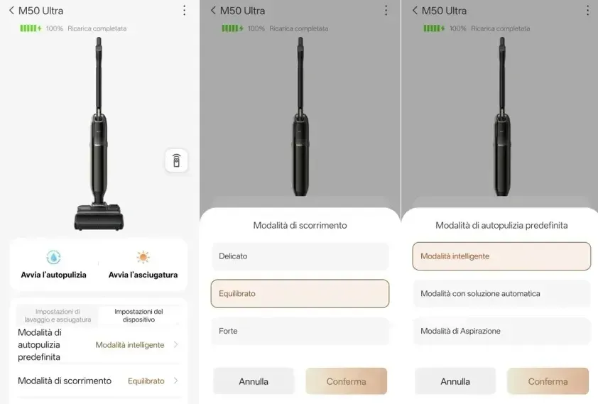 Le funzioni e le impostazioni del MOVA M50 Ultra sono gestibili anche tramite App 