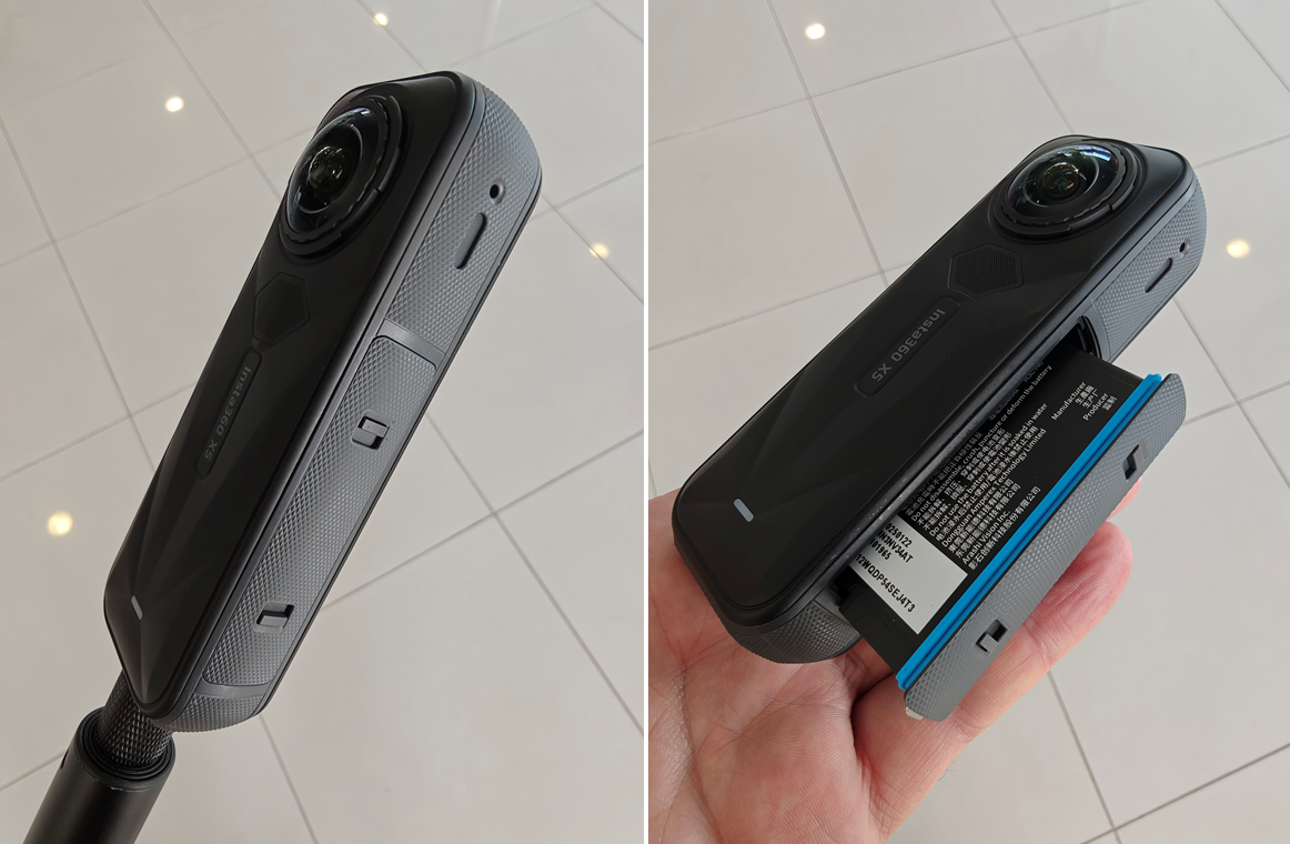 Il vano batteria della X5 e la batteria in dotazione