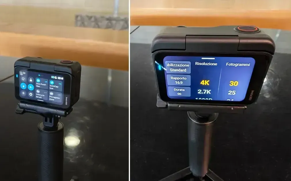 Due immagini del display touch dell'Action Pod