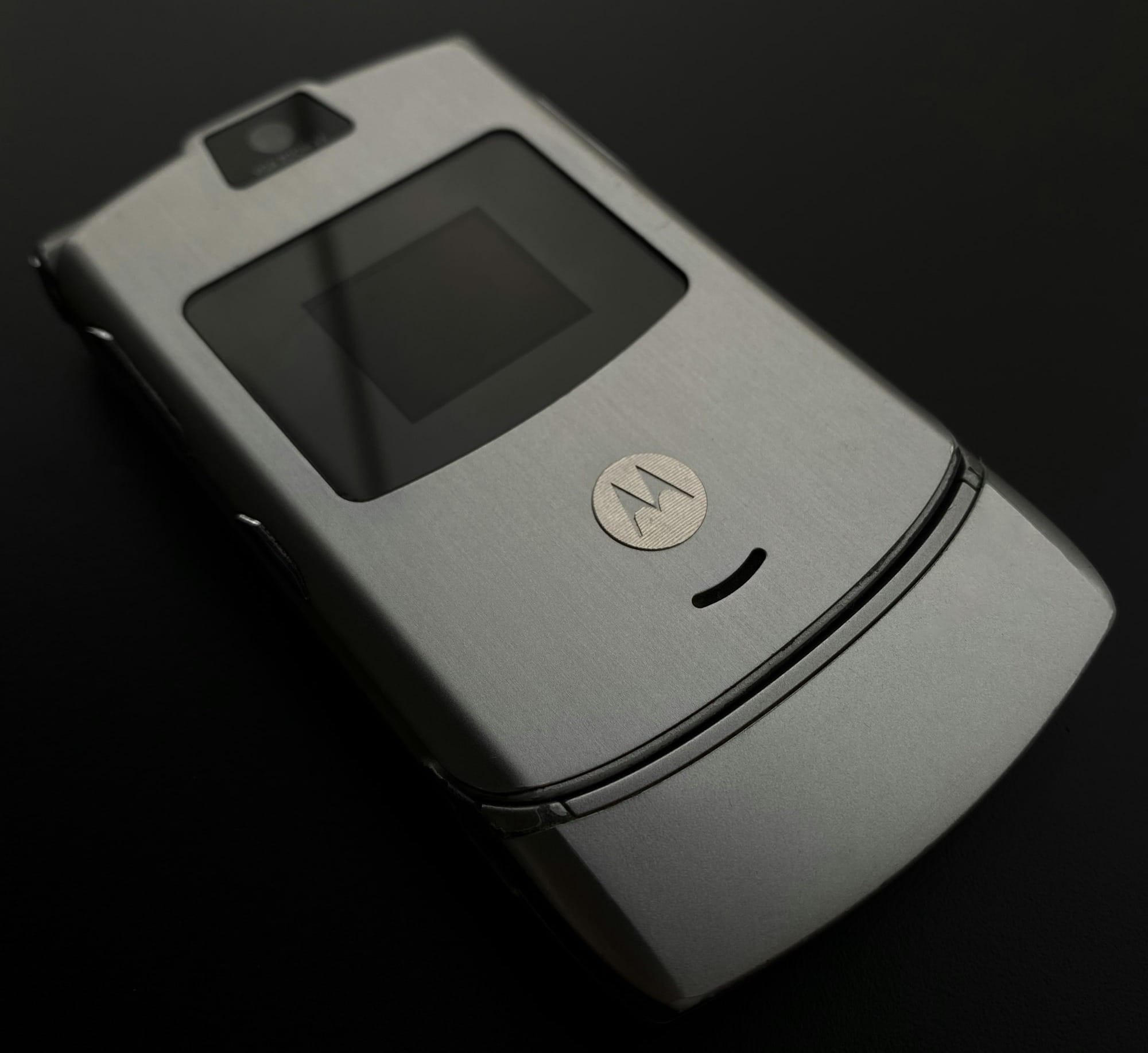 grey and black flip phone