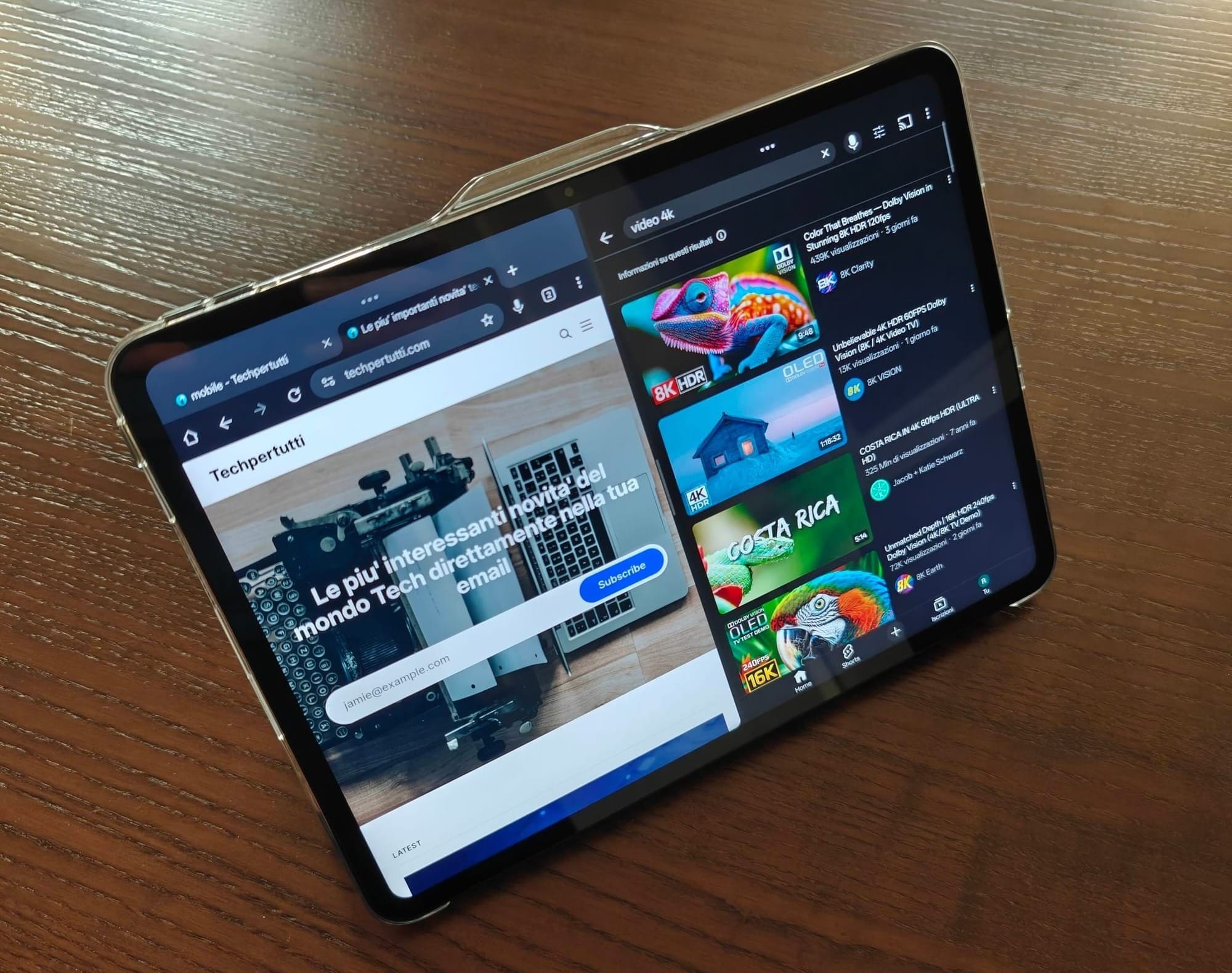 Lo schermo del OnePlus Go Pad 2 di può dividere in due aree separate semplicemente scorrendo due dita dal centro bordo superiore