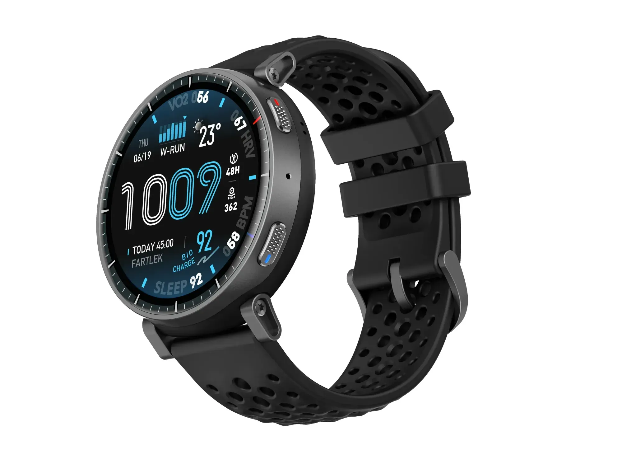 L'ampio display dell'Amazfit Active Max da 1,5 pollici regola automaticamente la luminosità in base allo scenario