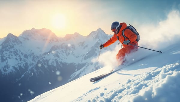 Attrezzature per sport invernali come sci, slittini e pattini, simbolo del crescente interesse online in vista di Milano Cortina 2026